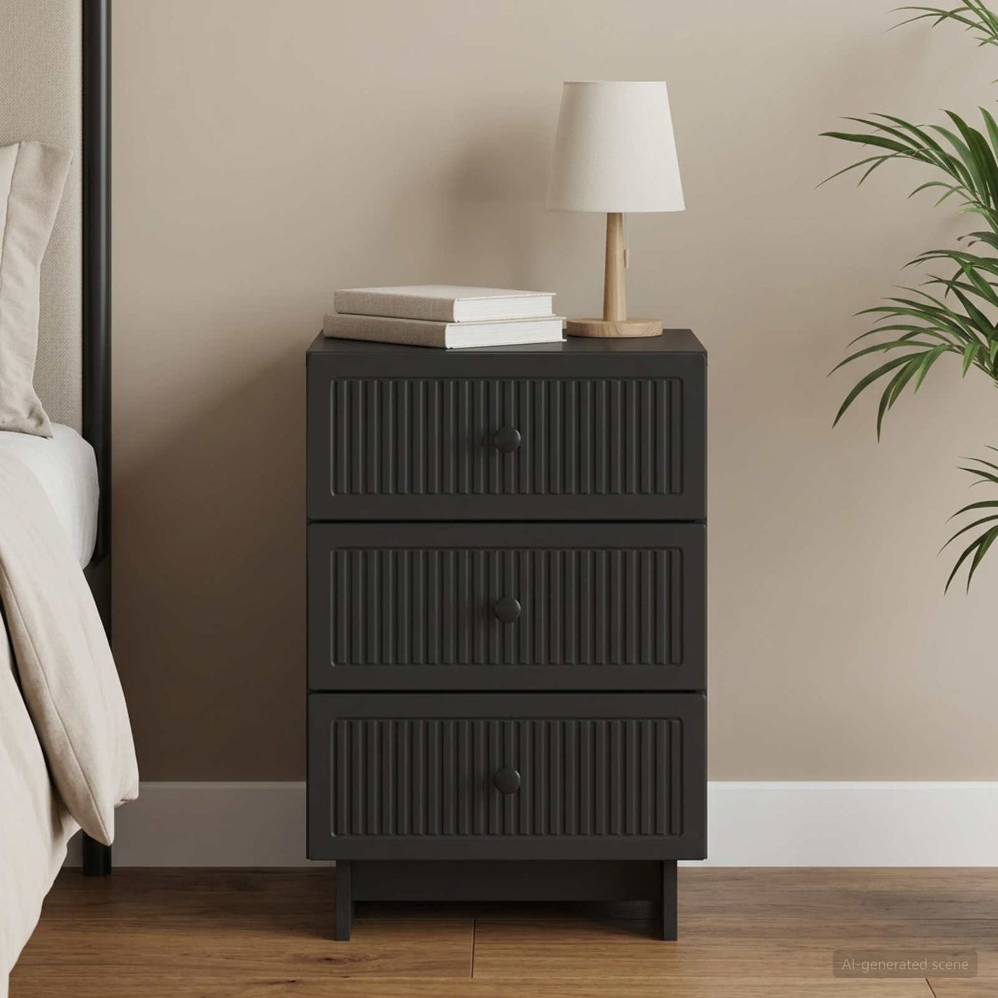 vidaXL Bedside Cabinet Black 43 x 41 x 66.5 cm Engineered Wood