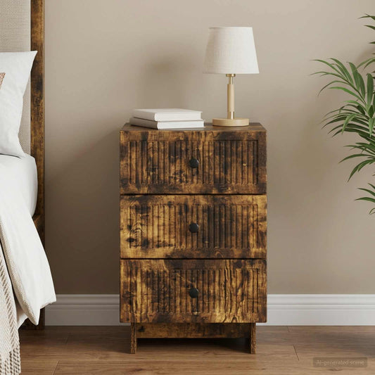 vidaXL Bedside Cabinet Smoked Oak 43 x 41 x 66.5 cm Engineered Wood
