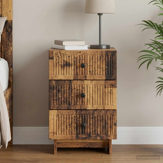 vidaXL Bedside Cabinet Old Wood 43 x 41 x 66.5 cm Engineered Wood
