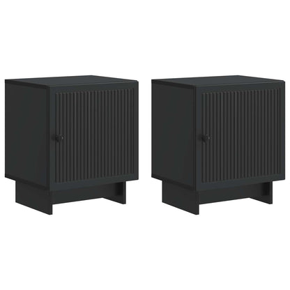 vidaXL Bedside Cabinet 2 pcs Black 43 x 34.5 x 50 cm Engineered Wood