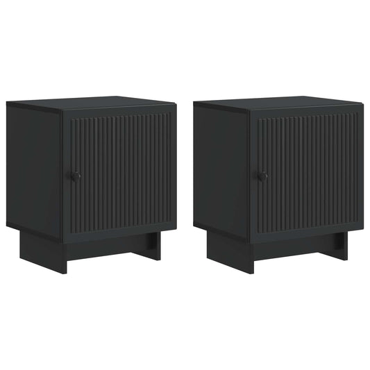 vidaXL Bedside Cabinet 2 pcs Black 43 x 34.5 x 50 cm Engineered Wood