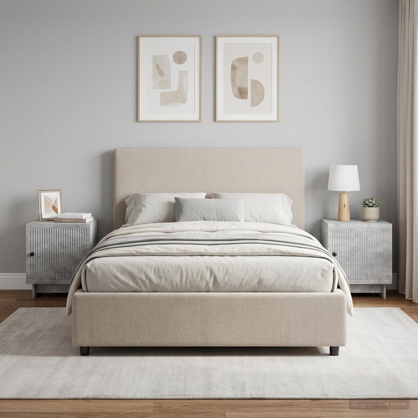 vidaXL Bedside Cabinet 2 pcs Concrete Grey 43 x 34.5 x 50 cm