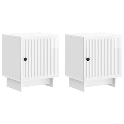 vidaXL Bedside Cabinet 2 pcs High Gloss White 43 x 34.5 x 50 cm