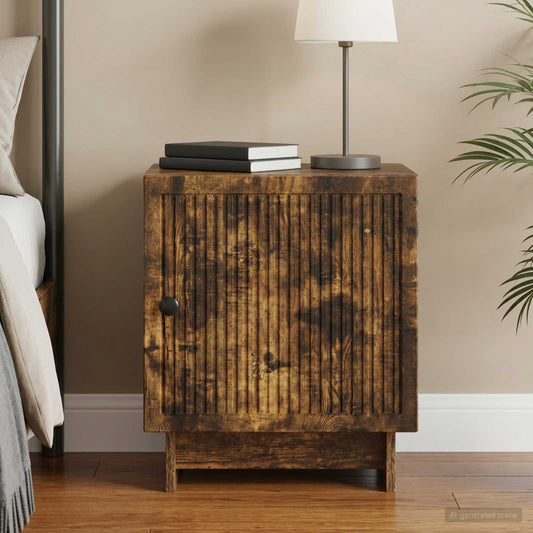 vidaXL Bedside Cabinet Smoked Oak 43 x 34.5 x 50 cm Engineered Wood