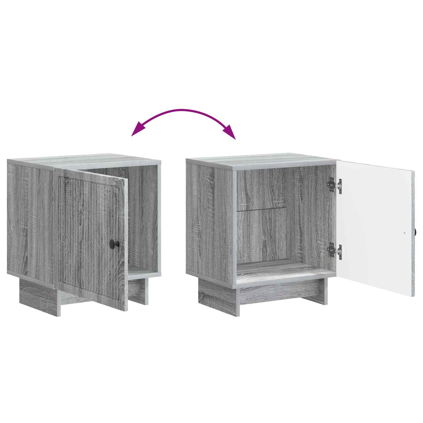 vidaXL Bedside Cabinet Grey Sonoma 43 x 34.5 x 50 cm Engineered Wood