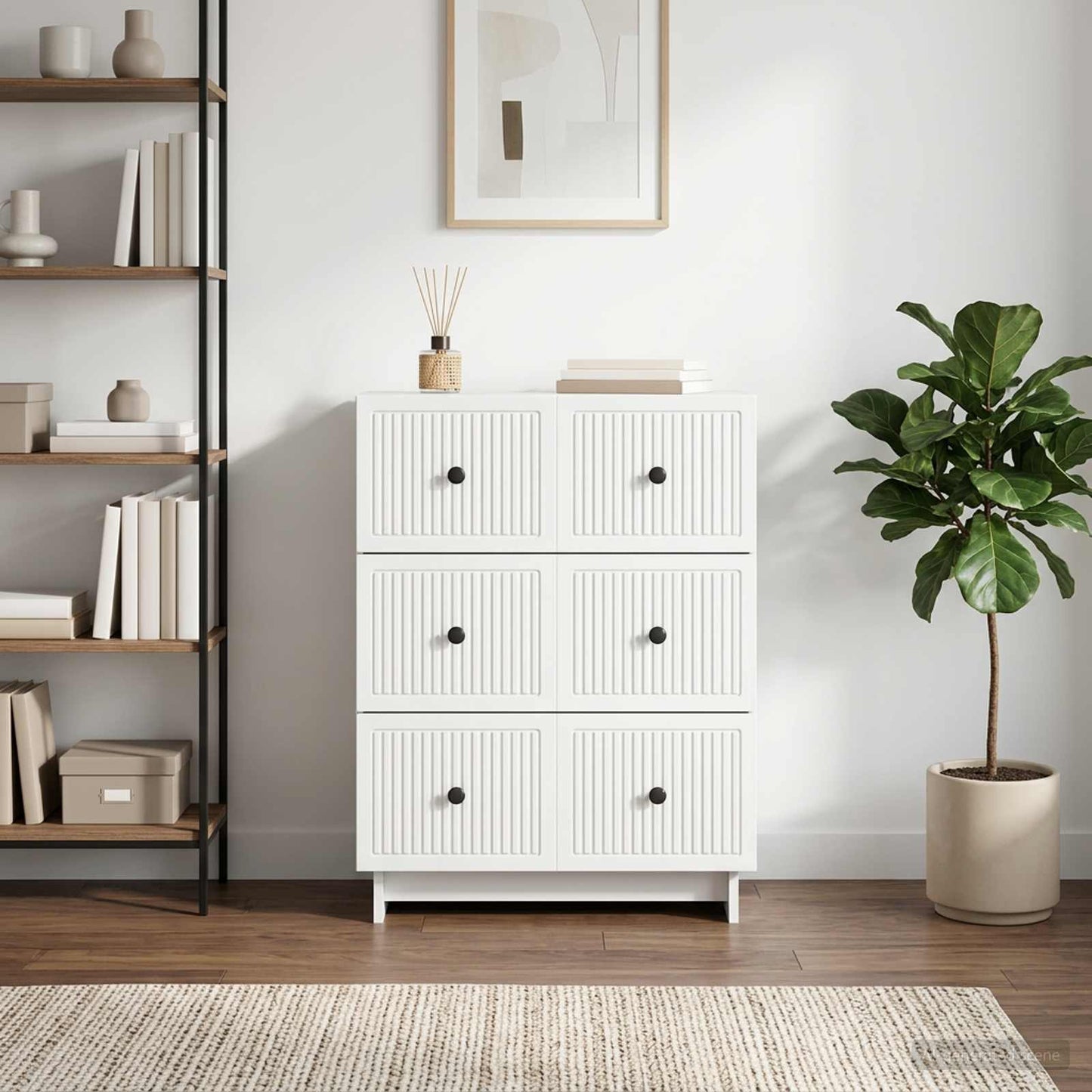 vidaXL Drawer Cabinet White 66 x 34.5 x 90 cm Engineered Wood