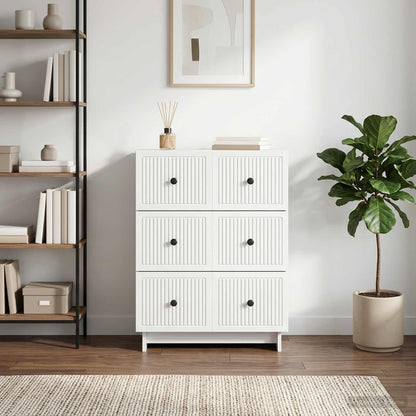 vidaXL Drawer Cabinet White 66 x 34.5 x 90 cm Engineered Wood