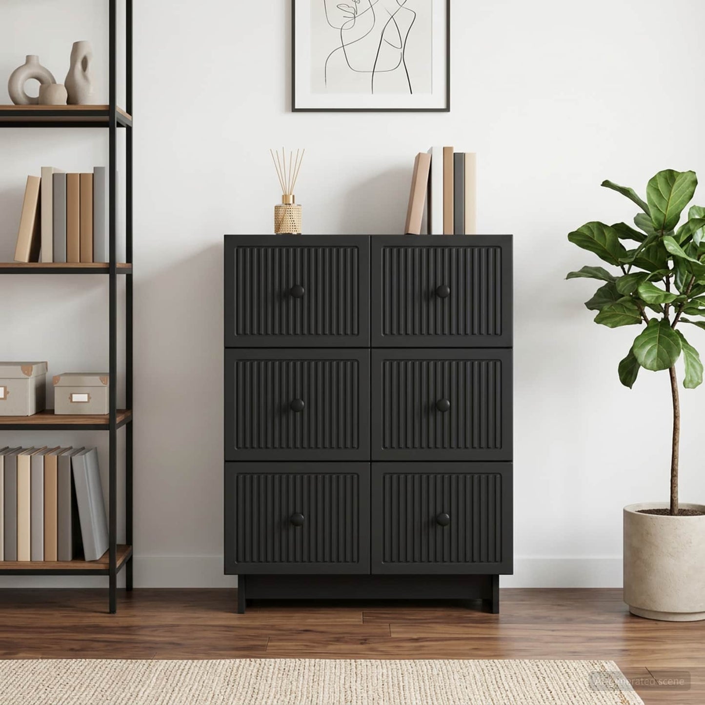 vidaXL Drawer Cabinet Black 66 x 34.5 x 90 cm Engineered Wood