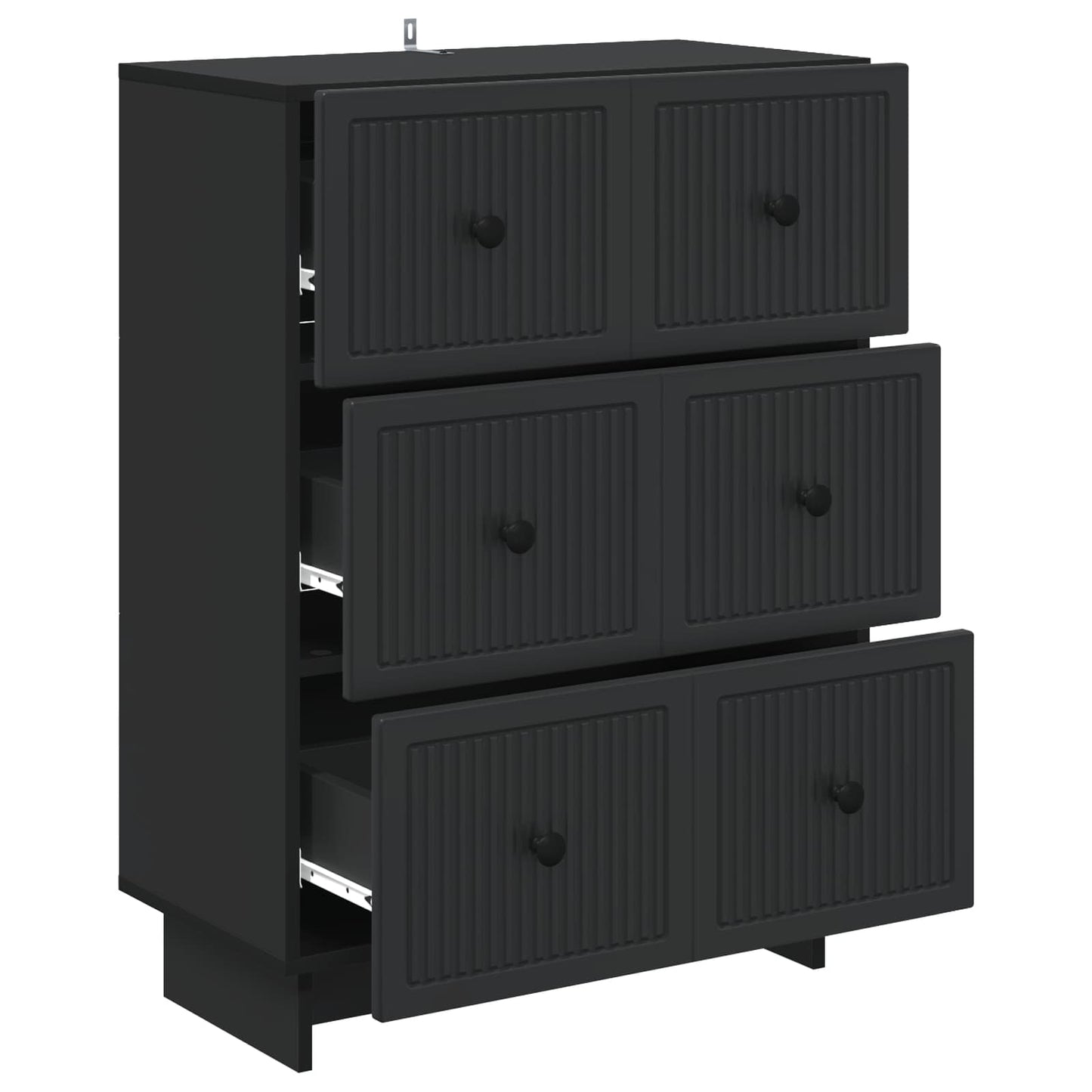 vidaXL Drawer Cabinet Black 66 x 34.5 x 90 cm Engineered Wood