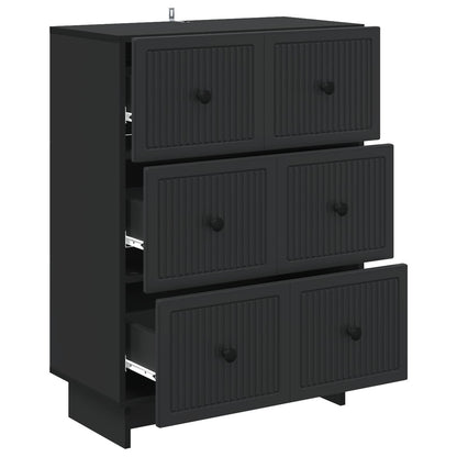 vidaXL Drawer Cabinet Black 66 x 34.5 x 90 cm Engineered Wood