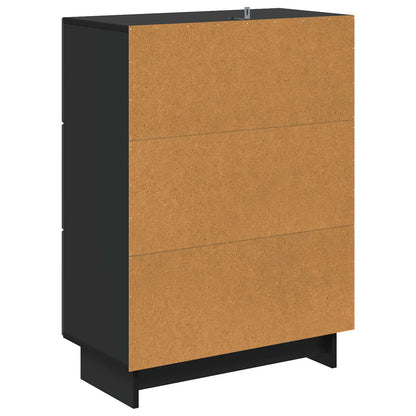 vidaXL Drawer Cabinet Black 66 x 34.5 x 90 cm Engineered Wood