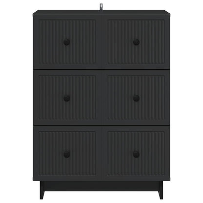 vidaXL Drawer Cabinet Black 66 x 34.5 x 90 cm Engineered Wood