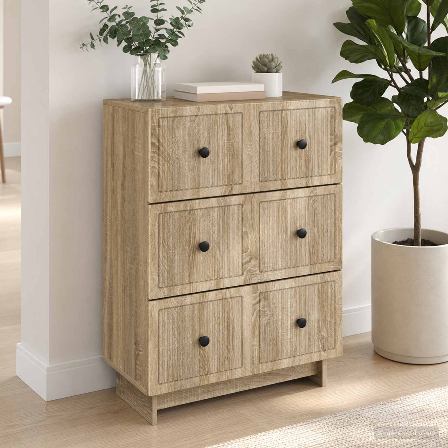 vidaXL Drawer Cabinet Sonoma Oak 66 x 34.5 x 90 cm Engineered Wood