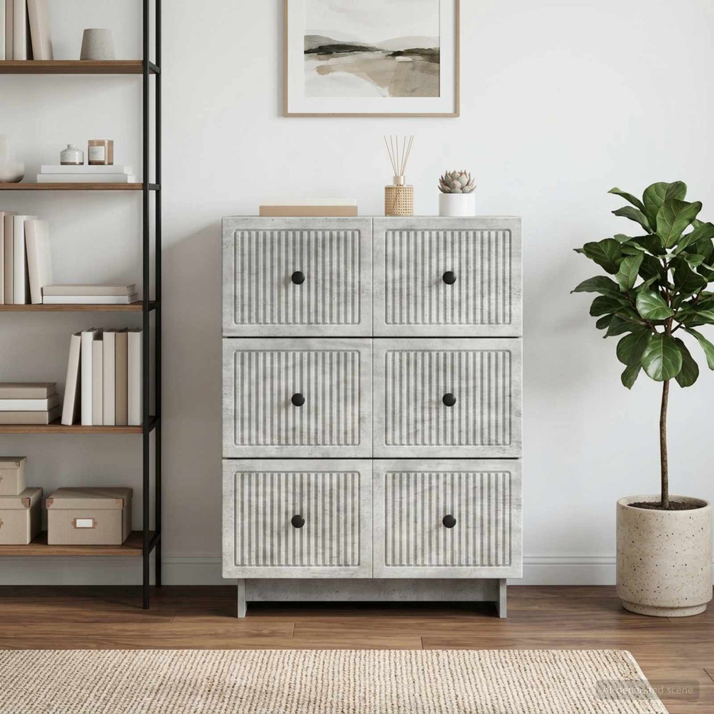 vidaXL Drawer Cabinet Concrete Grey 66 x 34.5 x 90 cm Engineered Wood