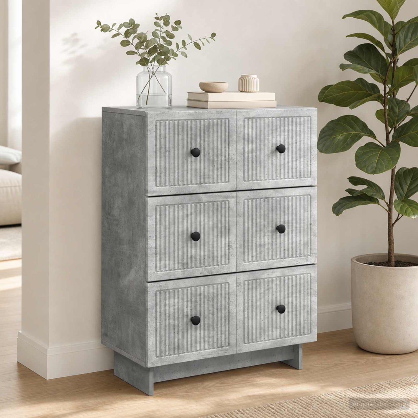 vidaXL Drawer Cabinet Concrete Grey 66 x 34.5 x 90 cm Engineered Wood