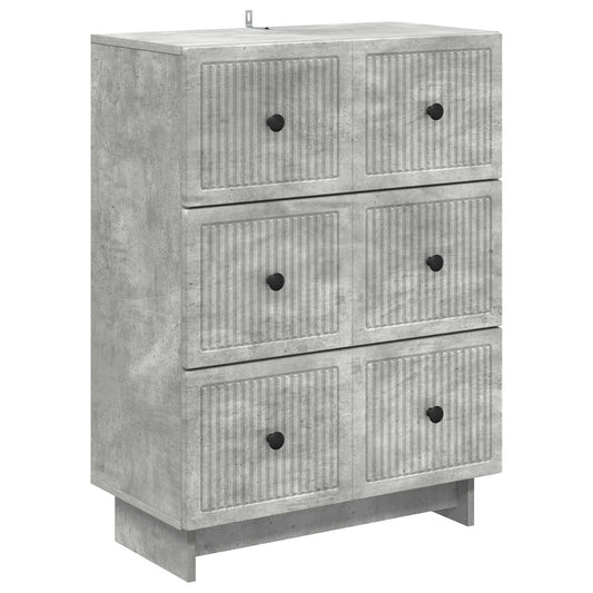 vidaXL Drawer Cabinet Concrete Grey 66 x 34.5 x 90 cm Engineered Wood