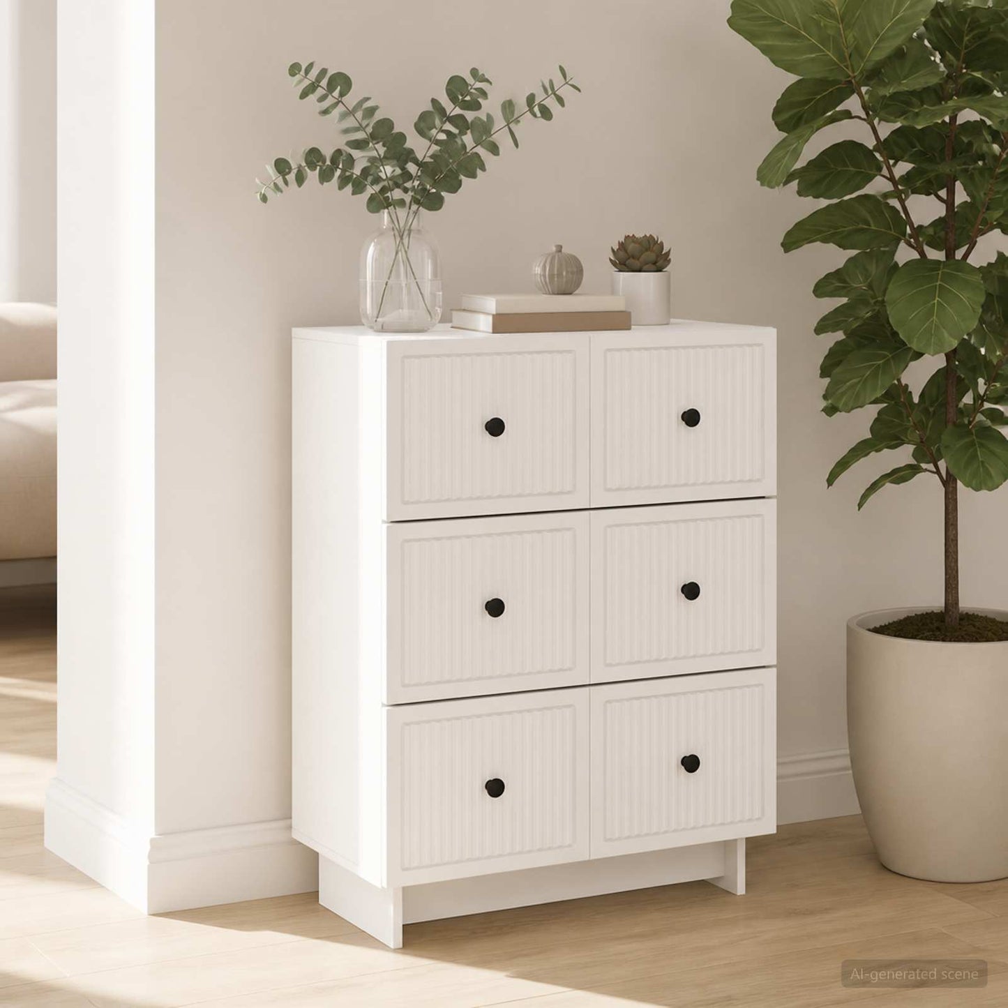 vidaXL Drawer Cabinet High Gloss White 66 x 34.5 x 90 cm