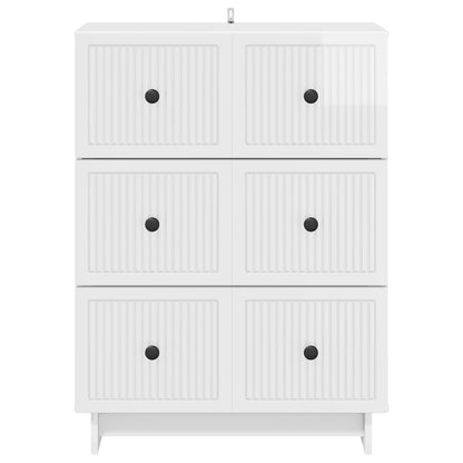 vidaXL Drawer Cabinet High Gloss White 66 x 34.5 x 90 cm