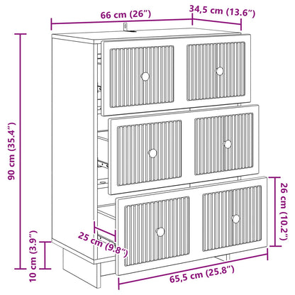 vidaXL Drawer Cabinet High Gloss White 66 x 34.5 x 90 cm