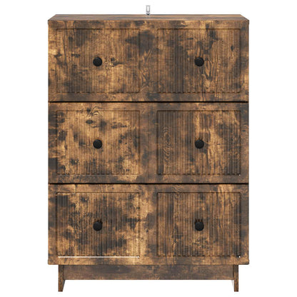 vidaXL Drawer Cabinet 66 x 34.5 x 90 cm Engineered Wood Smoked Oak