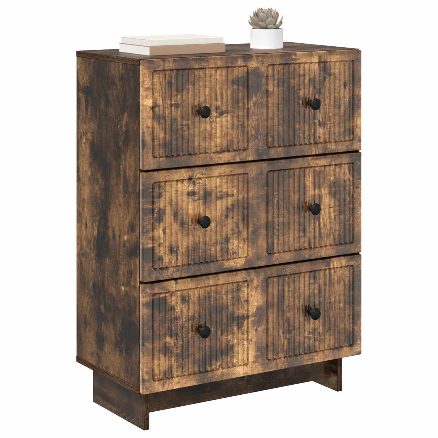 vidaXL Drawer Cabinet 66 x 34.5 x 90 cm Engineered Wood Smoked Oak