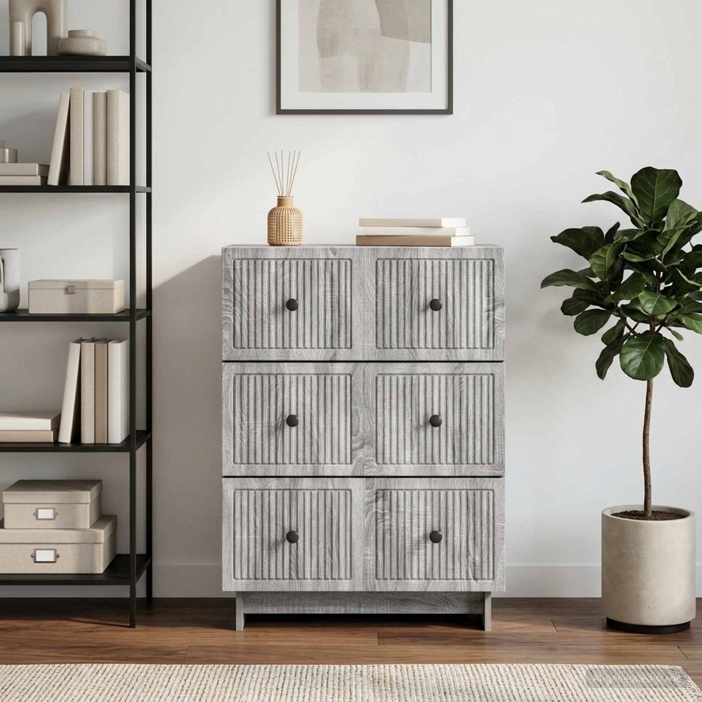 vidaXL Drawer Cabinet Grey Sonoma 66 x 34.5 x 90 cm Engineered Wood