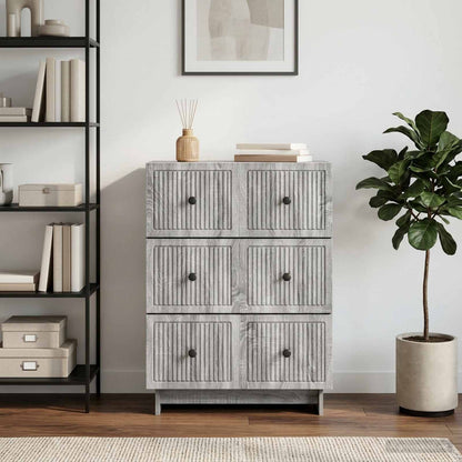 vidaXL Drawer Cabinet Grey Sonoma 66 x 34.5 x 90 cm Engineered Wood