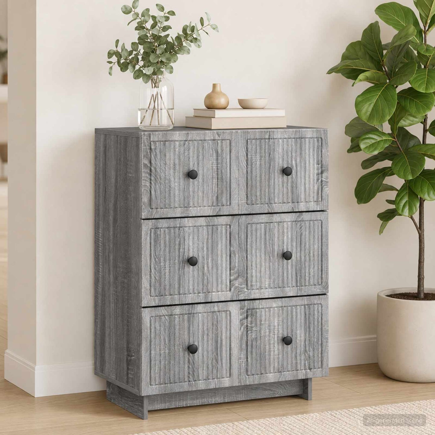 vidaXL Drawer Cabinet Grey Sonoma 66 x 34.5 x 90 cm Engineered Wood