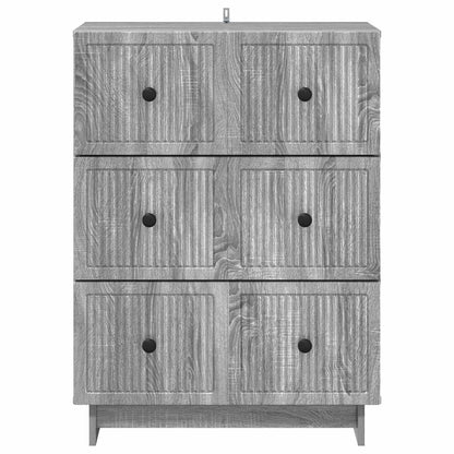 vidaXL Drawer Cabinet Grey Sonoma 66 x 34.5 x 90 cm Engineered Wood