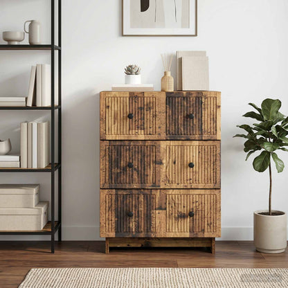vidaXL Drawer Cabinet Old Wood 66 x 34.5 x 90 cm Engineered Wood