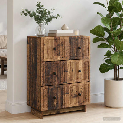 vidaXL Drawer Cabinet Old Wood 66 x 34.5 x 90 cm Engineered Wood
