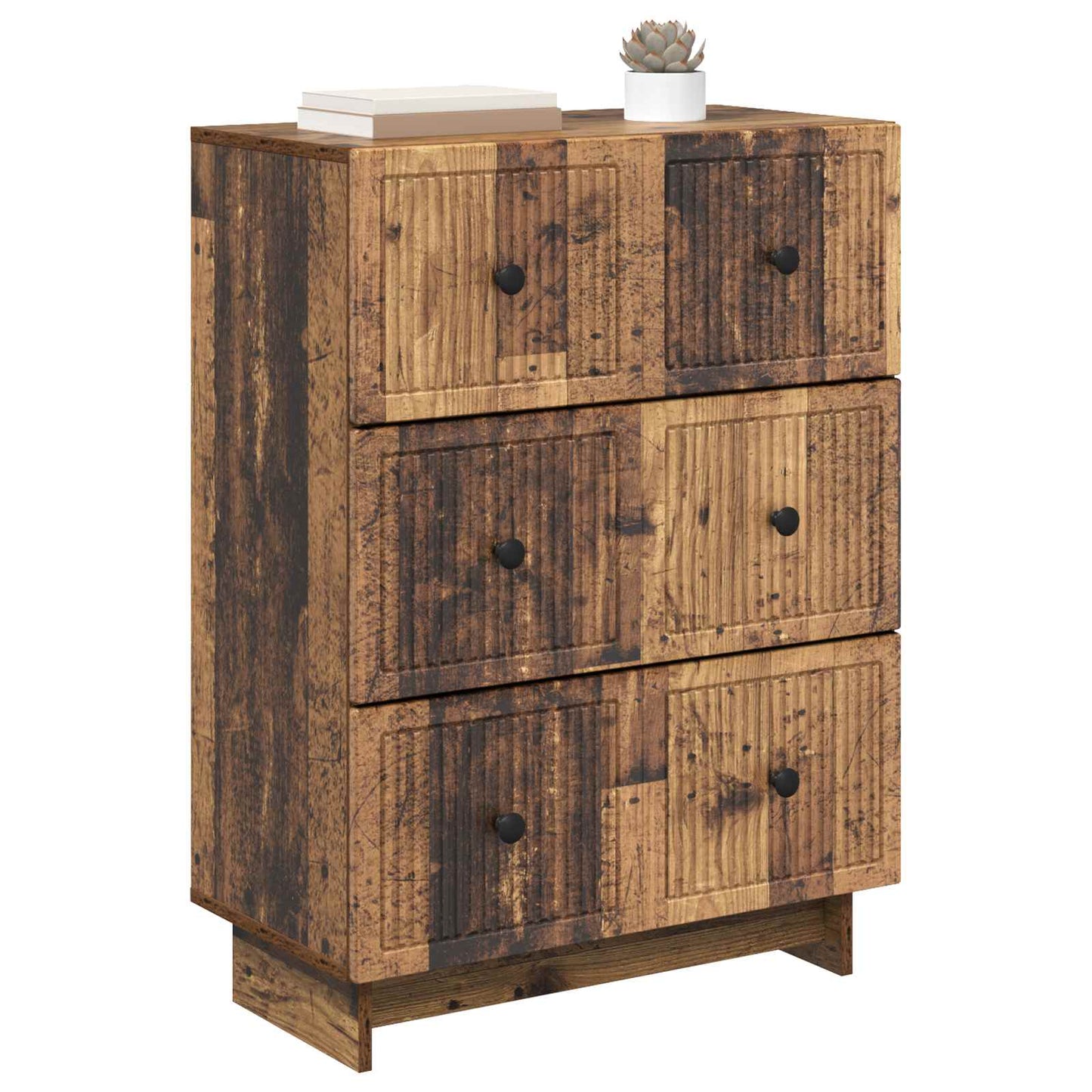 vidaXL Drawer Cabinet Old Wood 66 x 34.5 x 90 cm Engineered Wood