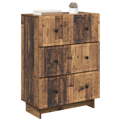 vidaXL Drawer Cabinet Old Wood 66 x 34.5 x 90 cm Engineered Wood