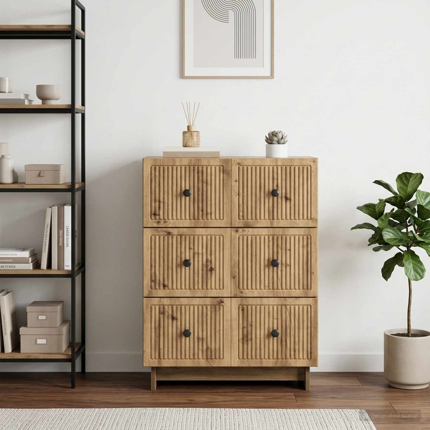 vidaXL Drawer Cabinet 66 x 34.5 x 90 cm Engineered Wood Artisan Oak