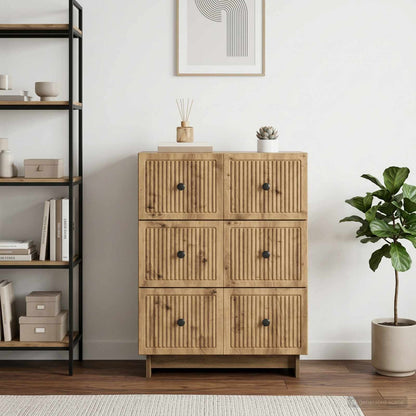 vidaXL Drawer Cabinet 66 x 34.5 x 90 cm Engineered Wood Artisan Oak