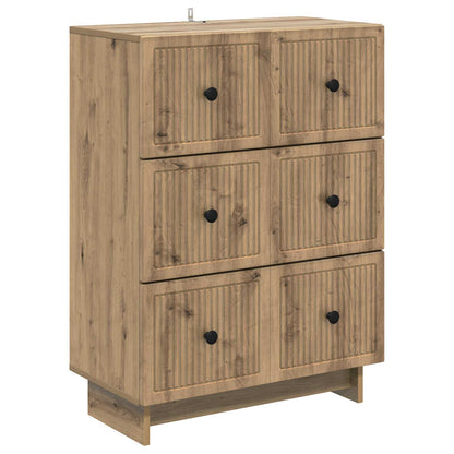 vidaXL Drawer Cabinet 66 x 34.5 x 90 cm Engineered Wood Artisan Oak