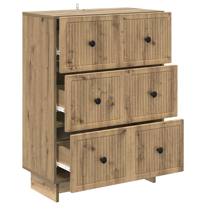 vidaXL Drawer Cabinet 66 x 34.5 x 90 cm Engineered Wood Artisan Oak