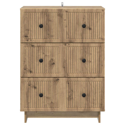 vidaXL Drawer Cabinet 66 x 34.5 x 90 cm Engineered Wood Artisan Oak