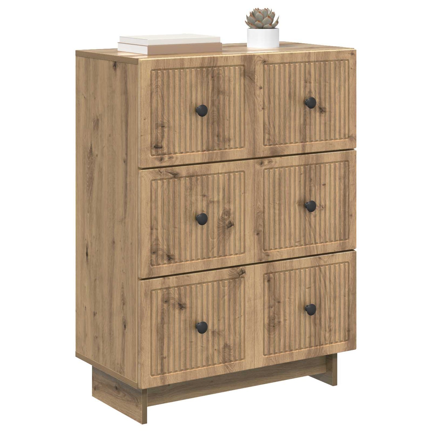 vidaXL Drawer Cabinet 66 x 34.5 x 90 cm Engineered Wood Artisan Oak