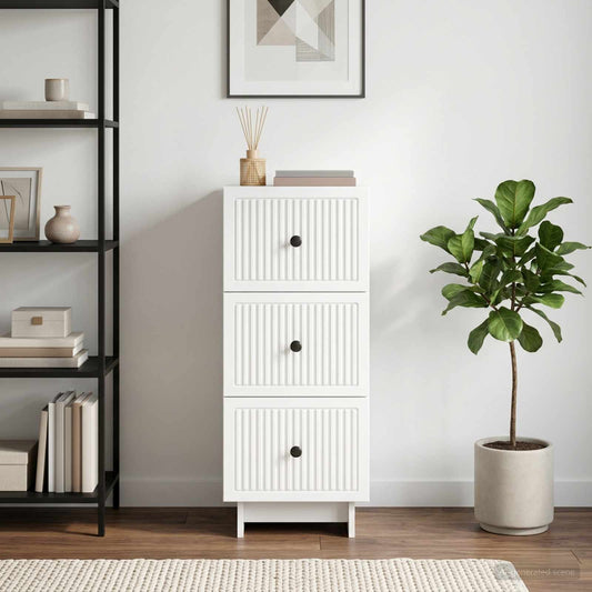 vidaXL Drawer Cabinet White 33 x 34.5 x 90 cm Engineered Wood