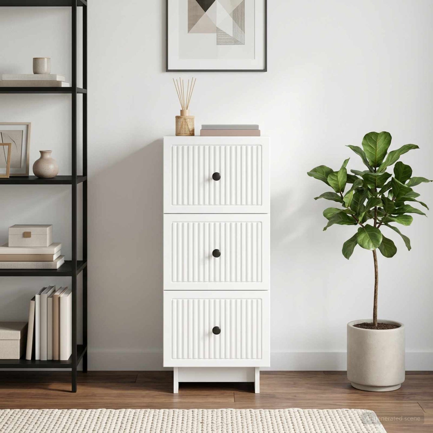 vidaXL Drawer Cabinet White 33 x 34.5 x 90 cm Engineered Wood