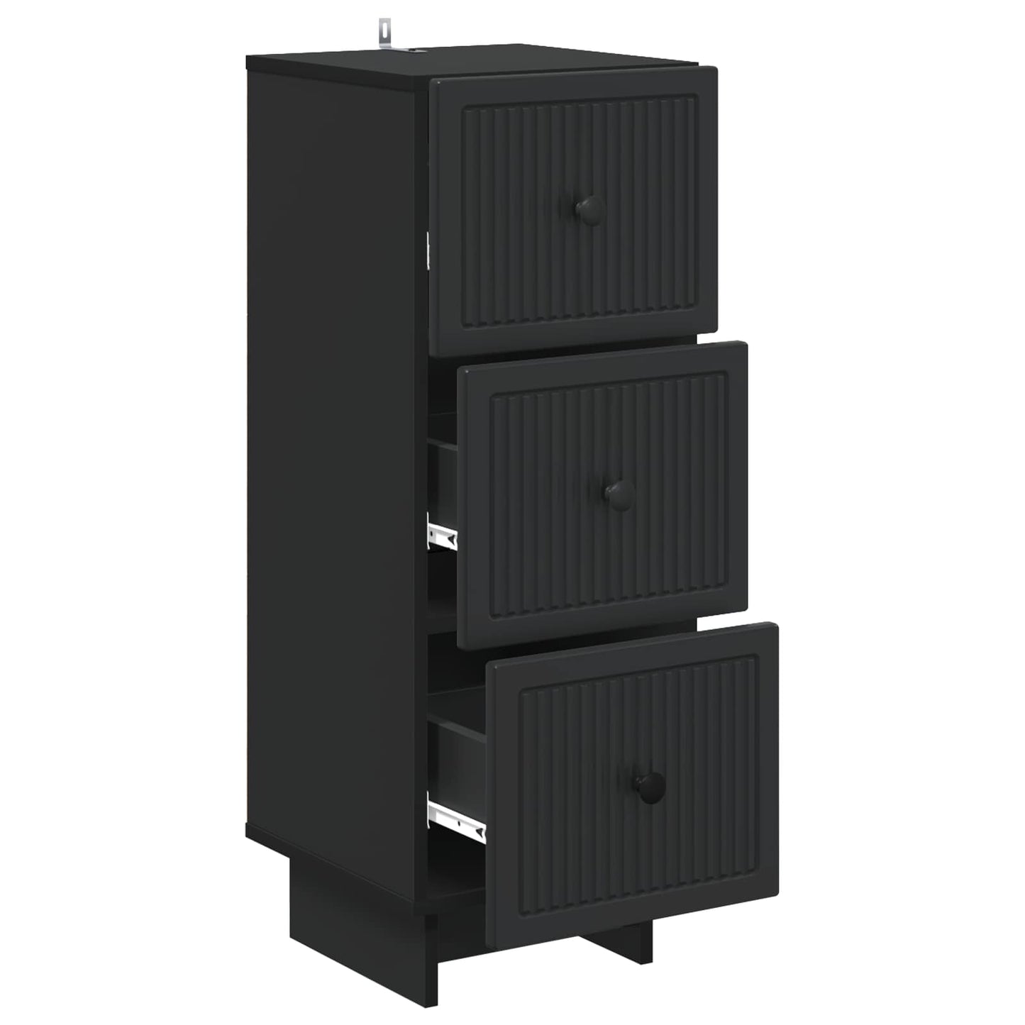vidaXL Drawer Cabinet Black 33 x 34.5 x 90 cm Engineered Wood