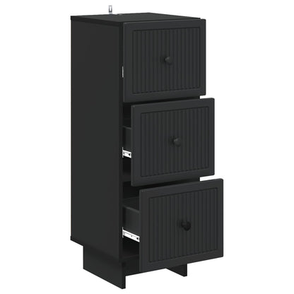 vidaXL Drawer Cabinet Black 33 x 34.5 x 90 cm Engineered Wood