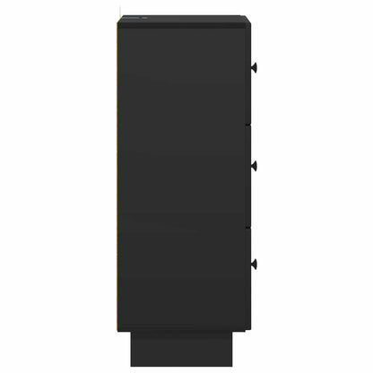 vidaXL Drawer Cabinet Black 33 x 34.5 x 90 cm Engineered Wood