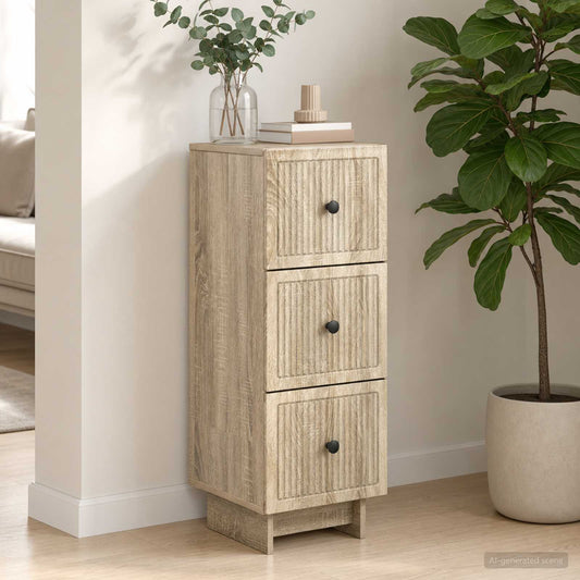 vidaXL Drawer Cabinet Sonoma Oak 33 x 34.5 x 90 cm Engineered Wood