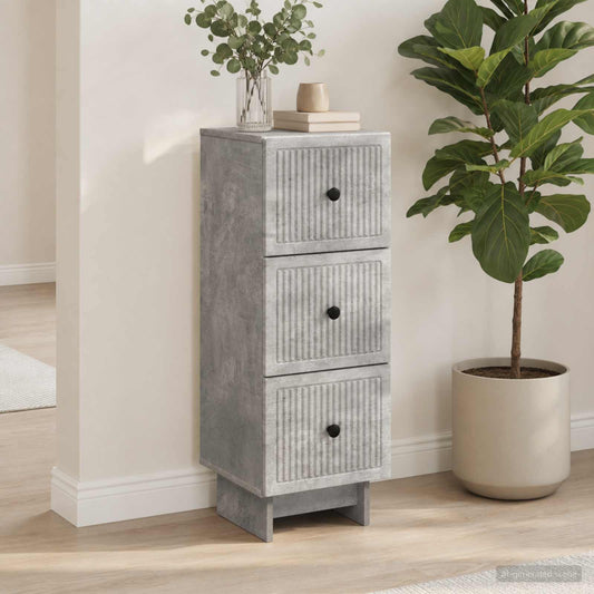 vidaXL Drawer Cabinet Concrete Grey 33 x 34.5 x 90 cm Engineered Wood