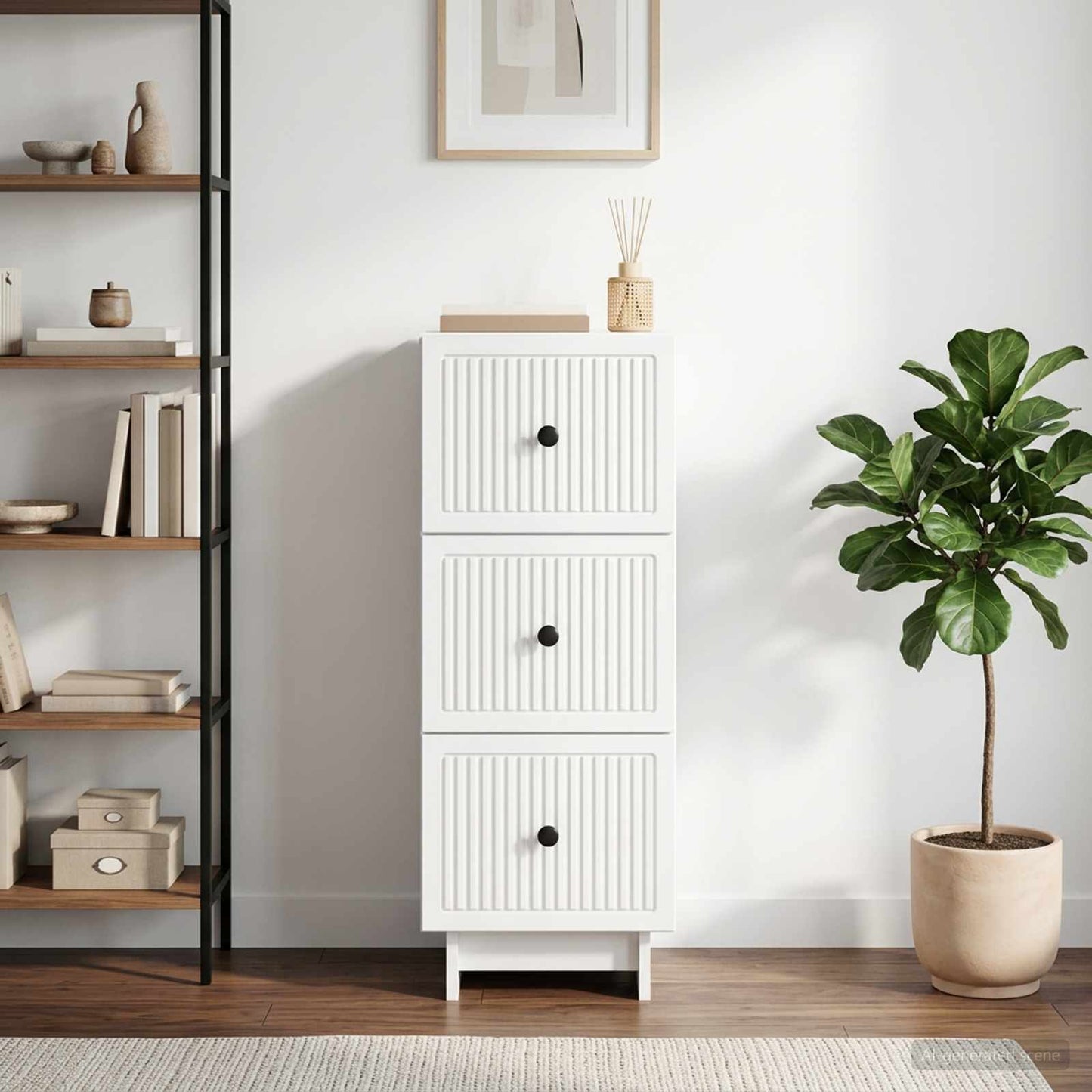 vidaXL Drawer Cabinet High Gloss White 33 x 34.5 x 90 cm