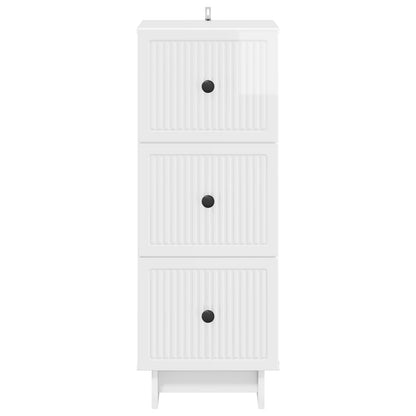vidaXL Drawer Cabinet High Gloss White 33 x 34.5 x 90 cm