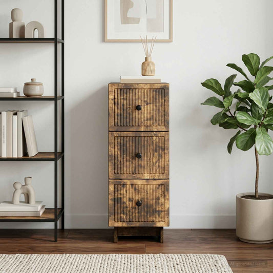 vidaXL Drawer Cabinet Smoked Oak 33 x 34.5 x 90 cm Engineered Wood