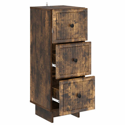 vidaXL Drawer Cabinet Smoked Oak 33 x 34.5 x 90 cm Engineered Wood